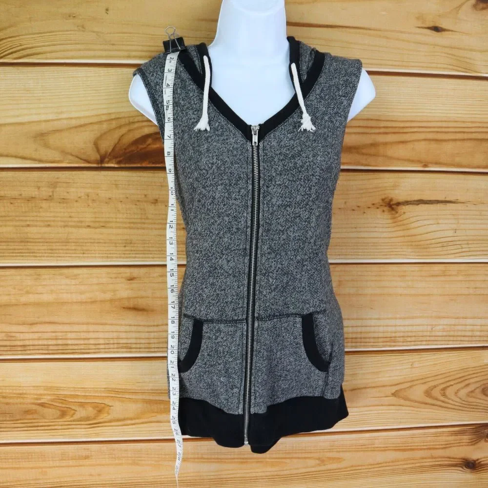 NOBO No Boundaries Sleeveless Jacket Full Zip Junior Womens‎ XL 15-17 Gray Black